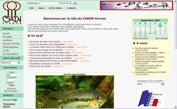 Site du CSADN Vernon, dans sa version de 2006