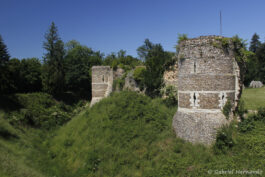 Restes de l'enceinte du château avec le fossé