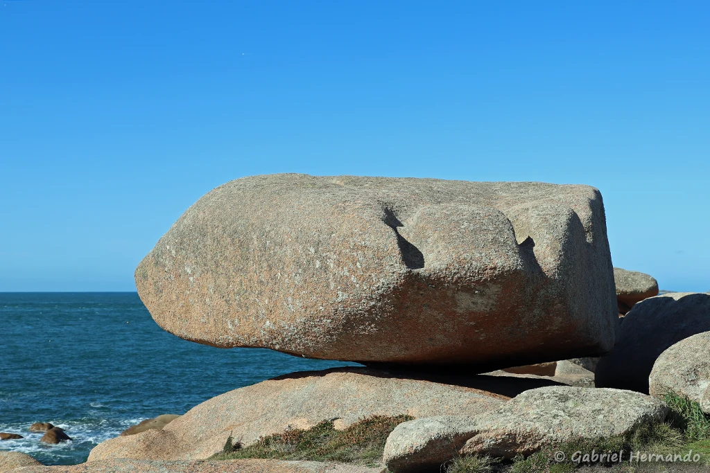 Rocher, dans le chaos granitique de la pointe de l'île Renote
