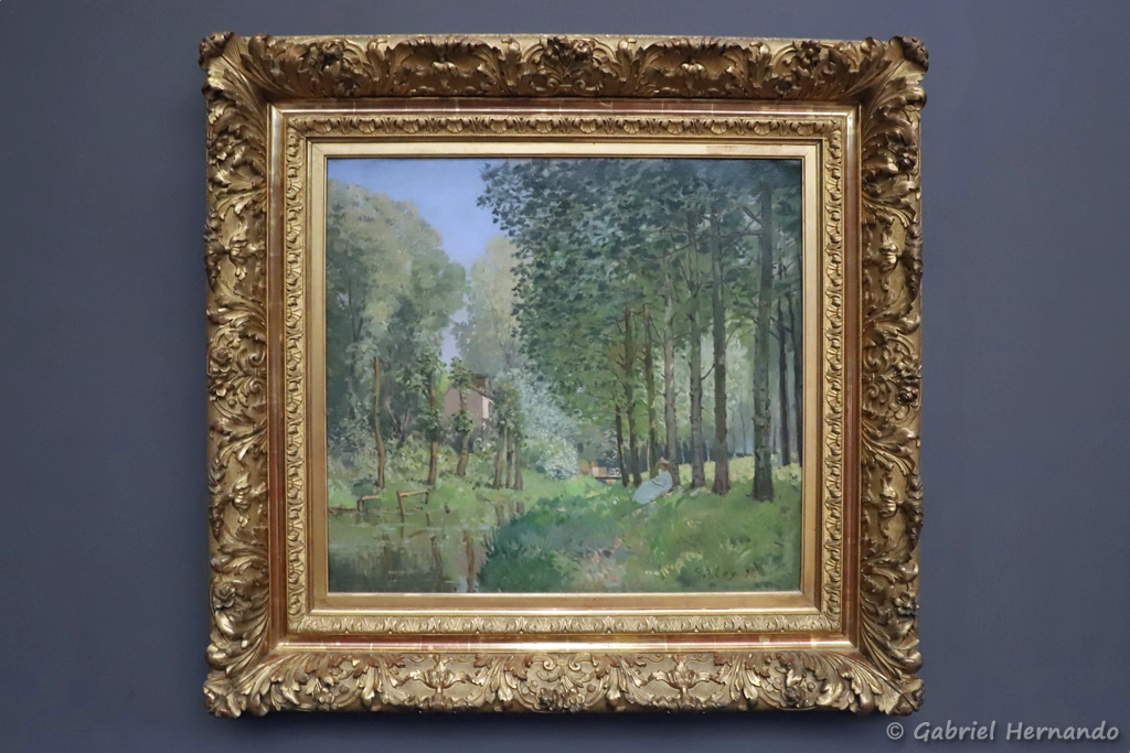 Le repos au bord du ruisseau, lisière de bois -Alfred Sisley