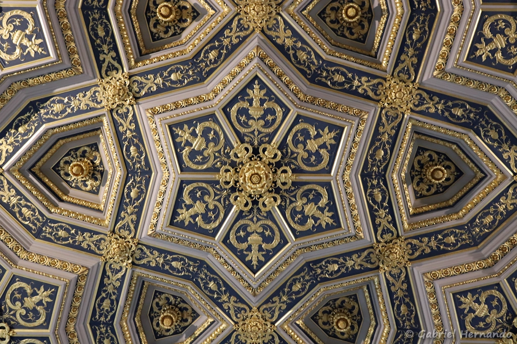 Magnifique plafond à caissons de la salle de la cours d'Assises